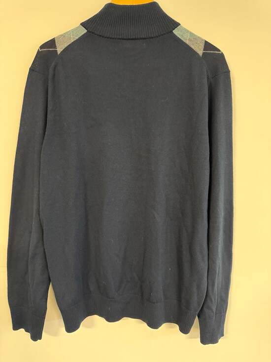 Banana Republic Men's XL Argyle Full Zip Wool Blend Sweater Navy Blue - Picture 5 of 6